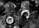 Two decaded crosses on a cemetary